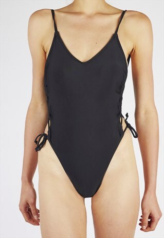 CORA BLACK LACE UP SWIMSUIT