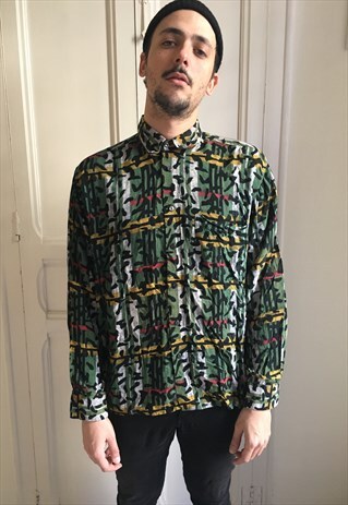 VERY RARE 90S GREEN AFRICAN SHIRT