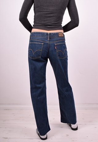 LEVI'S 570 WOMENS VINTAGE JEANS W32 L31 NAVY BLUE 90'S