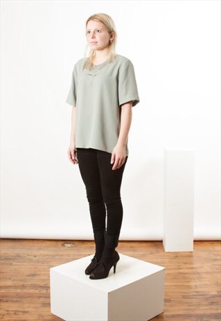 ON SALE BASIC SILKY MINT TOP / VINTAGE OVERSIZED SHIRT