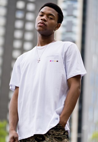 TENNYSON T-SHIRT IN WHITE WITH LEFT CHEST PRINT
