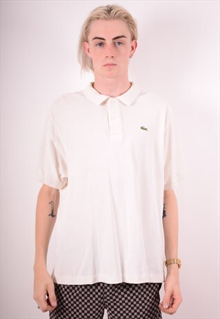 LACOSTE MENS VINTAGE POLO SHIRT XXL WHITE 90S