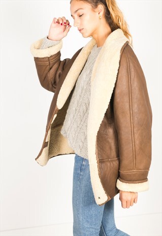 VINTAGE 80S WINTER SHEEPSKIN COAT / R063