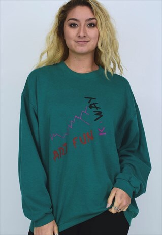 VINTAGE 90'S GREEN AND PURPLE JUMPER