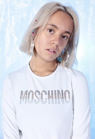 VINTAGE MOSCHINO WHITE/CREAM LONG SLEEVE TOP