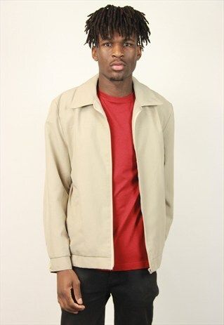 VINTAGE CREAM ZIP UP LIGHT JACKET