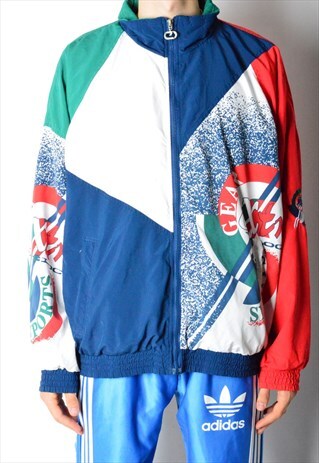VINTAGE 90S COLOURFUL SPORTS TRACK JACKET