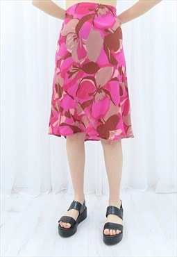 90s Vintage Multicoloured Floral Midi Skirt (Size XL)
