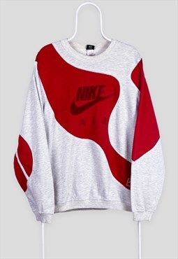 Vintage Reworked Nike Sweatshirt Spell Out Grey Red XL