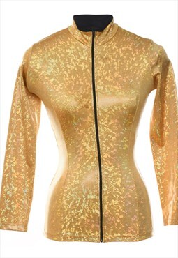 Vintage Gold Sparkly Zip-Front Jacket - XS