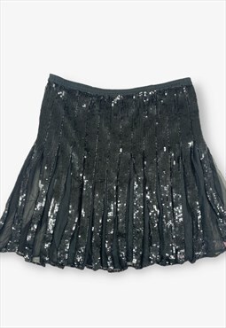 Vintage mesh sequin pleated skirt black 2xl BV16676