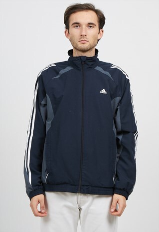 VINTAGE NAVY ADIDAS ZIP TRACK JACKET