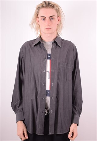 ICEBERG MENS VINTAGE SHIRT LARGE GREY 90S