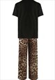 LEOPARD TEES AND WIDE LEG TOUSER SET IN BLACK 