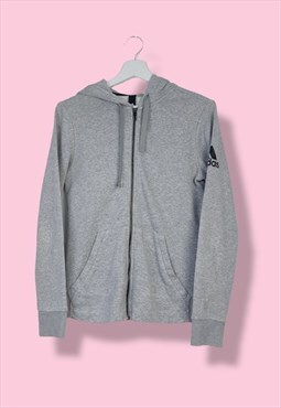 Vintage Adidas Sweatshirt Hoodie Logo on sleeve in Grey M