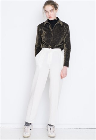 VINTAGE WHITE HIGH WAIST RETRO TROUSERS