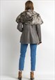 WOMEN SHEEPSKIN COAT 80S, SIZE M, GREY WINTER COAT 5926