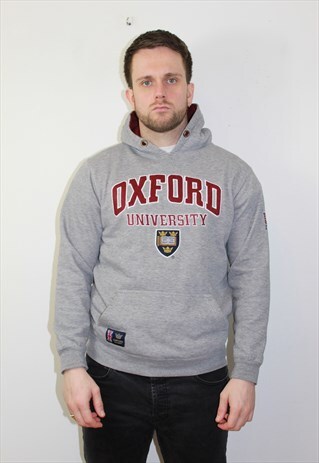 Vintage 90 S Oxford University Hoodie Grey Medium Peakee Vintage Asos Marketplace