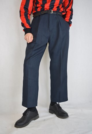 VINTAGE DARK BLUE CLASSIC SUIT STRAIGHT TROUSERS