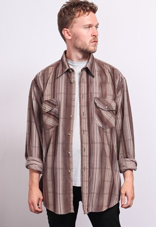 VINTAGE CORDUROY CORD STRIPED SHIRT