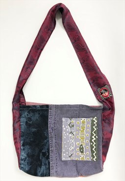 Upcycled Reworked Bucket Bag in Purple Paisley Patchwork