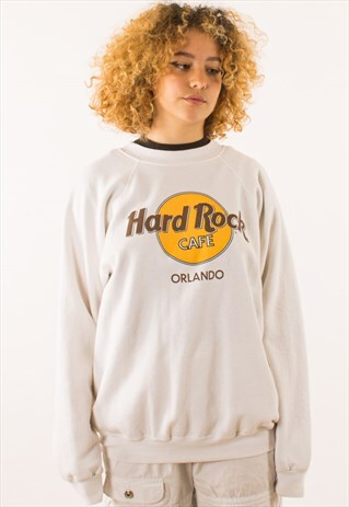 VINTAGE 90S WHITE HARD ROCK CAFE CREWNECK SWEATSHIRT