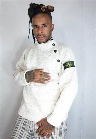 CREAM STONE ISLAND JUMPER