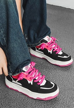 Chunky sole grunge sneakers high platform skater shoes pink