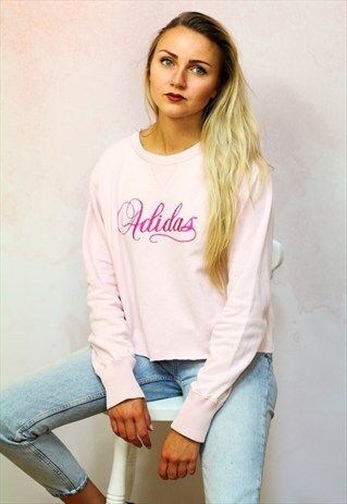 1990S VINTAGE PALE PINK RAW HEM CASUAL SWEATER