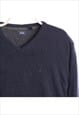 VINTAGE 90'S IZOD JUMPER / SWEATER V NECK KNITTED NAVY