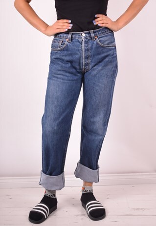 LEVI'S 501 WOMENS VINTAGE JEANS W31 L34 BLUE 90S