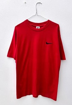 Vintage Nike embroidered logo red T-shirt medium 