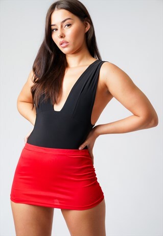 OLIVIA RED LYCRA BODYCON MINI SKIRT