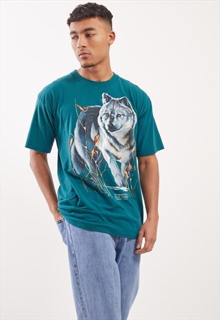 VINTAGE WOLF GRAPHIC PRINT T-SHIRT