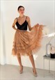 CARAMEL COLOR TULLE SKIRT WITH RUFFLES AIRSKIRT