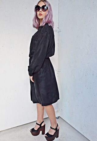 VINTAGE SILK BLACK DRESS