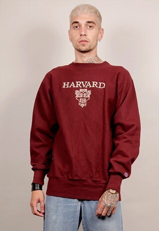 VINTAGE 90'S CHAMPION BURGUNDY OVERSIZED HARVARD SWEATER