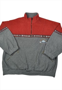 Vintage Fleece 1/4 Zip Block Colour Grey XL