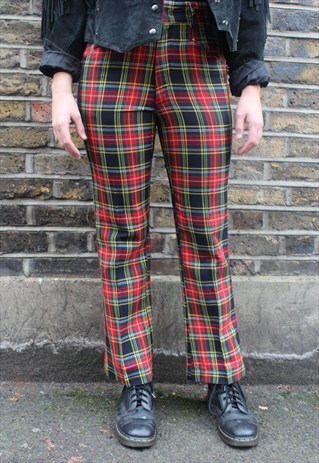 1970'S TARTAN FLARED TROUSERS