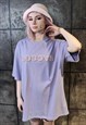 BOY SLOGAN TEE FLEECE GRAFFITI SKATER T-SHIRT PURPLE