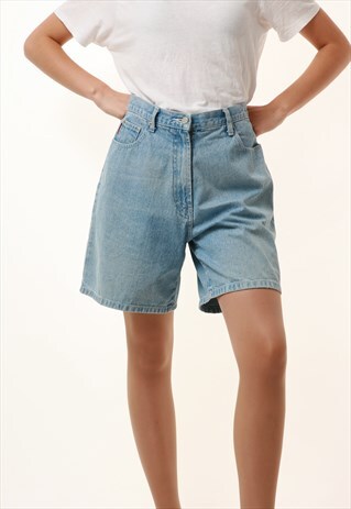 90S VINTAGE HIGH WAISTED DENIM BLUE MOMS SHORTS 1072