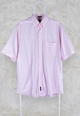 Pink Gant Shirt Short Sleeve Striped Pinpoint Oxford Large