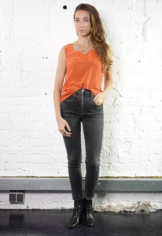 VINTAGE 80S SUMMER TOP LOOSE FIT ORANGE WOMEN