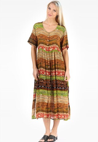 AZTEC SUMMER DRESS VINTAGE GAUZE SUNDRESS