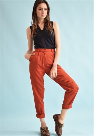 90'S RETRO HIGH WAIST MOMS TAPERED TROUSERS