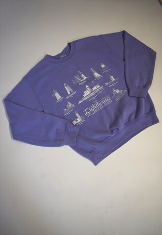 VINTAGE 90S THE LIGHT HOUSE LILAC GRAPHIC SWEATSHIRT