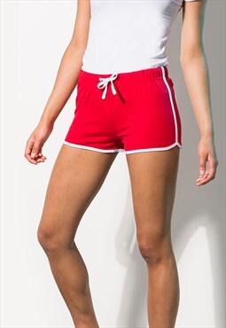 Women's Retro Vintage Jogger Shorts - Red
