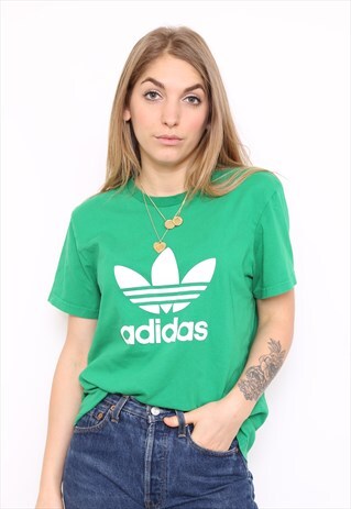 VINTAGE ADIDAS GREEN LOGO TOP T-SHIRT