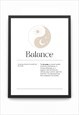 Balance Yin Yang Framed Quote Print A4