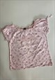 VINTAGE MILKMADE STYLE BABY PINK FLORAL TOP TSHIRT